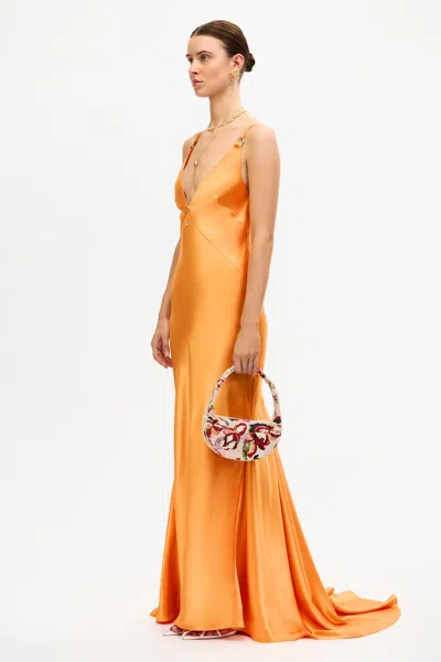 Acler Utterby Satin Maxi Dress In Orange