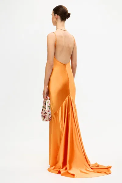 Acler Utterby Satin Maxi Dress In Orange
