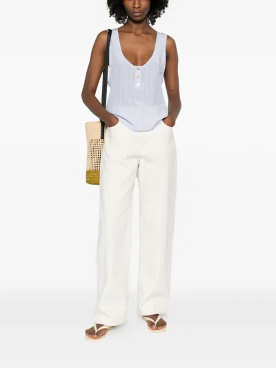 Francoise Striped Button Top In Multi