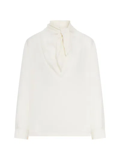 Max Mara Tie-detailed Silk Crepe De Chine Blouse In Multi