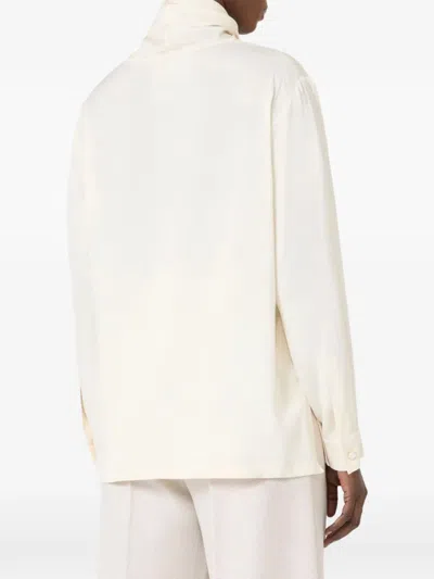 Max Mara Tie-detailed Silk Crepe De Chine Blouse In Multi