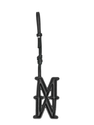 Max Mara Black Calf Leather Bos Taurus Keychain In Black