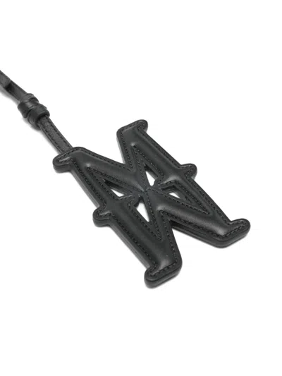 Max Mara Black Calf Leather Bos Taurus Keychain In Black