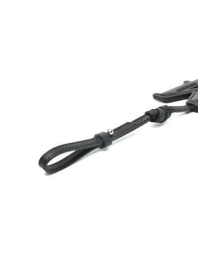 Max Mara Black Calf Leather Bos Taurus Keychain In Black