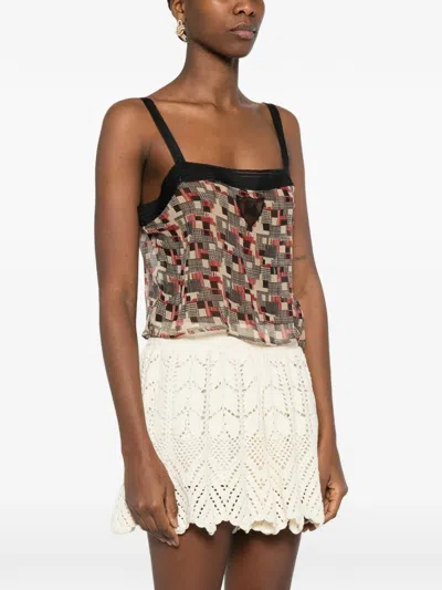 Bode Quadrille Square-neck Top In Brown