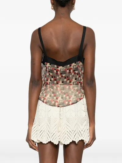 Bode Quadrille Square-neck Top In Brown