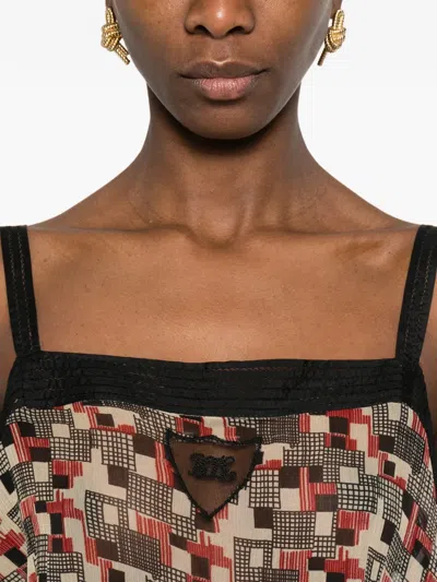 Bode Quadrille Square-neck Top In Brown