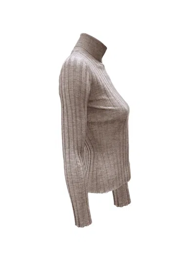 La Rose Gerippter Rollkragenpullover In Gray
