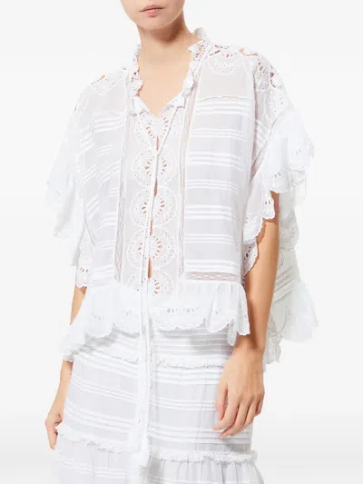 Isabel Marant Etoile White Floral Lace And Cotton Kaftan-style Payton Top Marant Etoile In Yellow