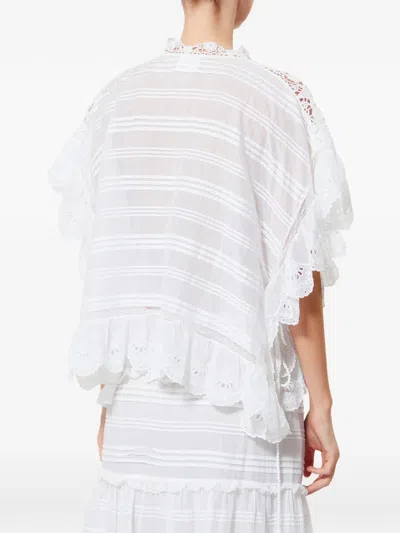 Isabel Marant Etoile White Floral Lace And Cotton Kaftan-style Payton Top Marant Etoile In Yellow