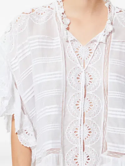 Isabel Marant Etoile White Floral Lace And Cotton Kaftan-style Payton Top Marant Etoile In Yellow