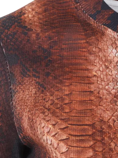 Jean Paul Gaultier Python-print Crew-neck T-shirt In Brown