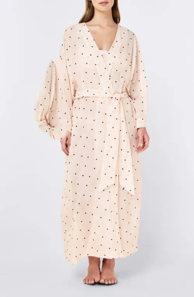 Papinelle Hearts Maxi Kimono Robe In Neutral