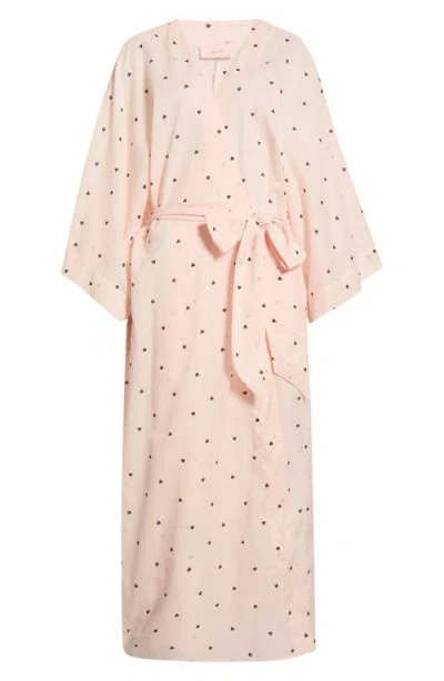 Papinelle Hearts Maxi Kimono Robe In Neutral