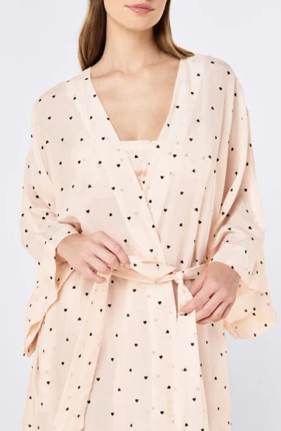 Papinelle Hearts Maxi Kimono Robe In Neutral