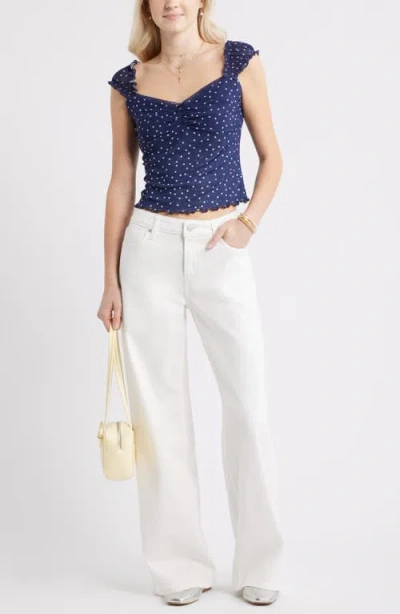 Bp. Print Mesh Top In Blue