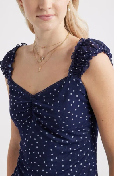 Bp. Print Mesh Top In Blue