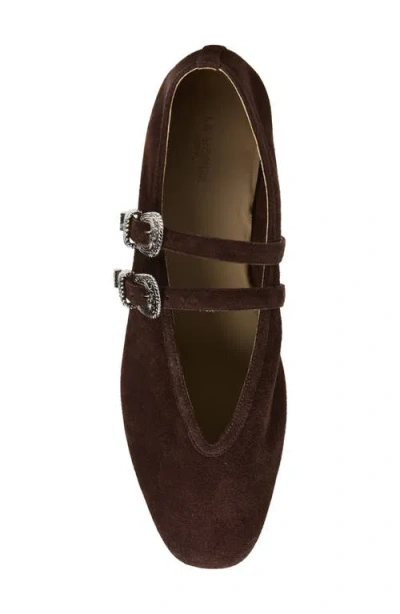 Le Monde Beryl Claudia Suede Western-buckle Ballerina Flats In Brown