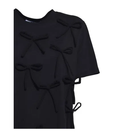 Msgm Bow-embellished T-shirt In Black