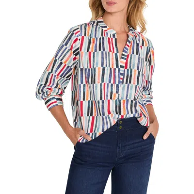 Nic + Zoe Nic+zoe Broken Stripe Blouse In Multi