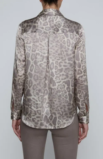 L'agence Tyler Long Sleeve Blouse Grey Patch Leopard In Neutral