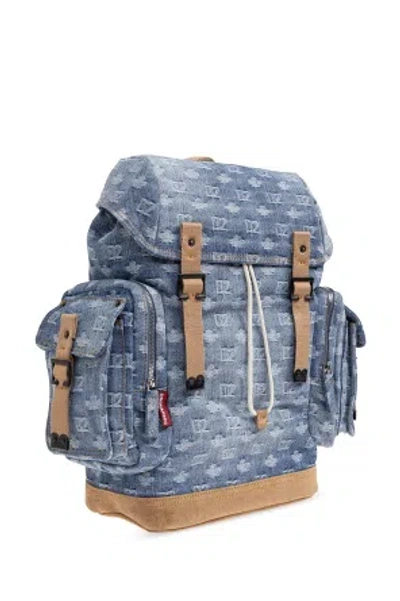 Dsquared2 Monogram-patterned Drawstring Backpack In Red