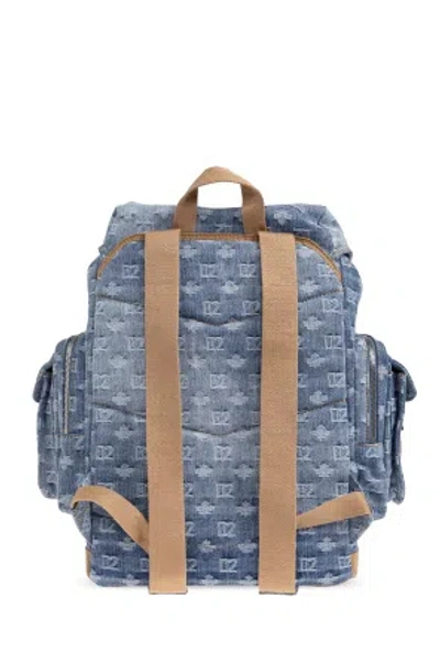 Dsquared2 Monogram-patterned Drawstring Backpack In Red