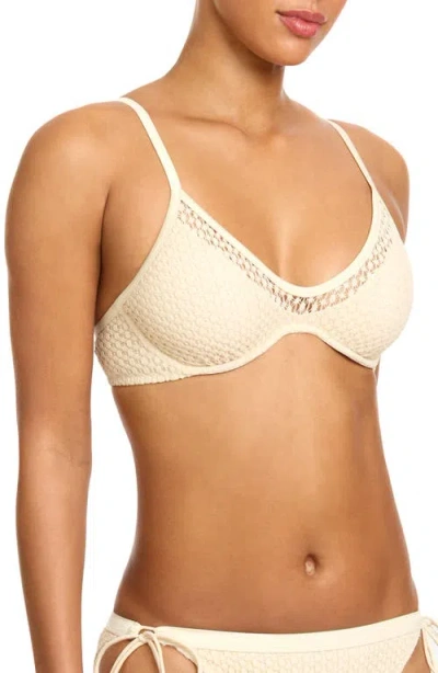 Robin Piccone Open Stitch Triangle Bikini Top In Neutral