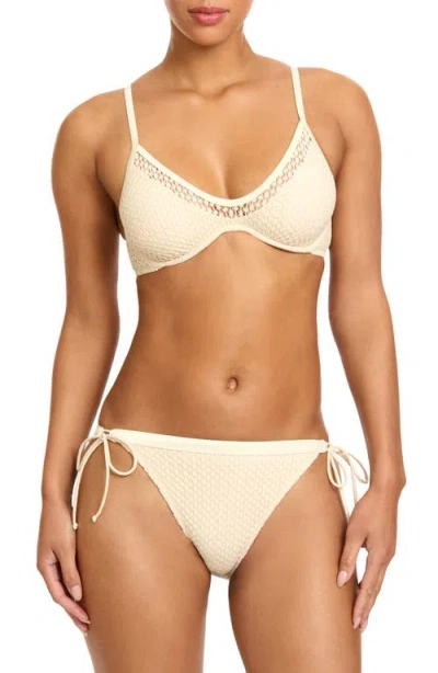 Robin Piccone Open Stitch Triangle Bikini Top In Neutral