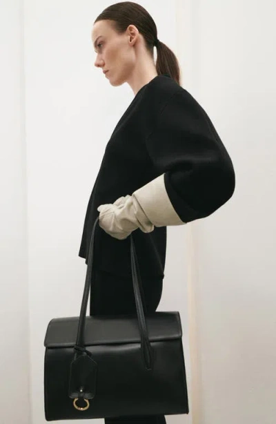 Mango Medium Leather Shoulder Bag With Charm In Red