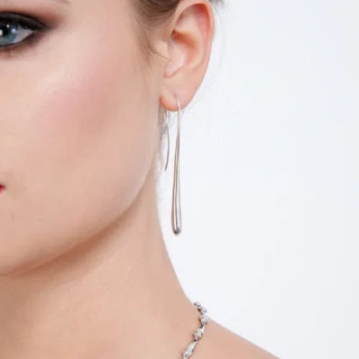 Lucy Quartermaine Long Solid Drop Earrings In Silver