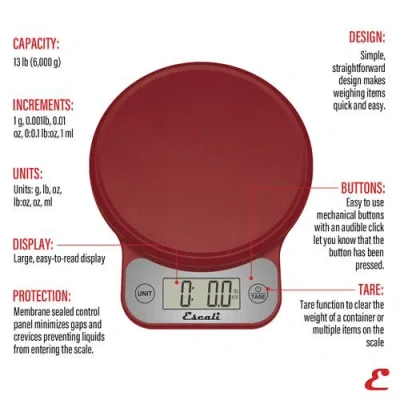 Escali Telero Digital Kitchen Scale In Red