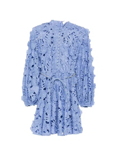 Zimmermann Womens Jacaranda Patience Long-sleeve Cotton Mini Dress Xs In Blue