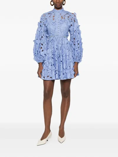 Zimmermann Womens Jacaranda Patience Long-sleeve Cotton Mini Dress Xs In Blue