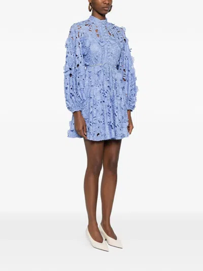 Zimmermann Womens Jacaranda Patience Long-sleeve Cotton Mini Dress Xs In Blue