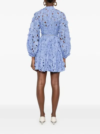 Zimmermann Womens Jacaranda Patience Long-sleeve Cotton Mini Dress Xs In Blue