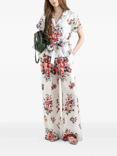 Dolce & Gabbana Vanity Floralprint Silk Twill Shirt In White In Multi