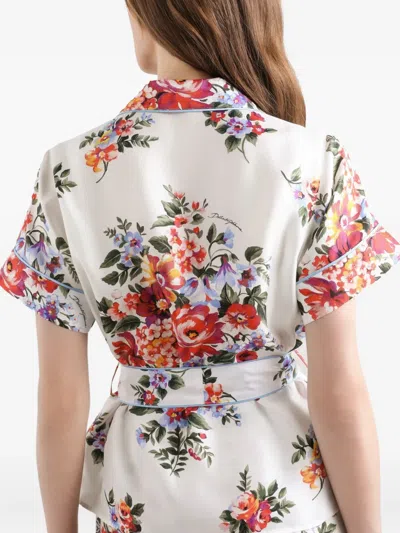 Dolce & Gabbana Vanity Floralprint Silk Twill Shirt In White In Multi