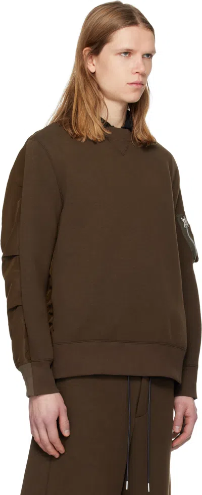 Sacai Brown Sponge Pullover Sweatshirt In Brown