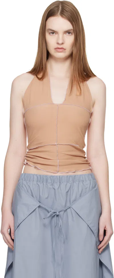 Baserange Tan Cinder Halter Top In Brown
