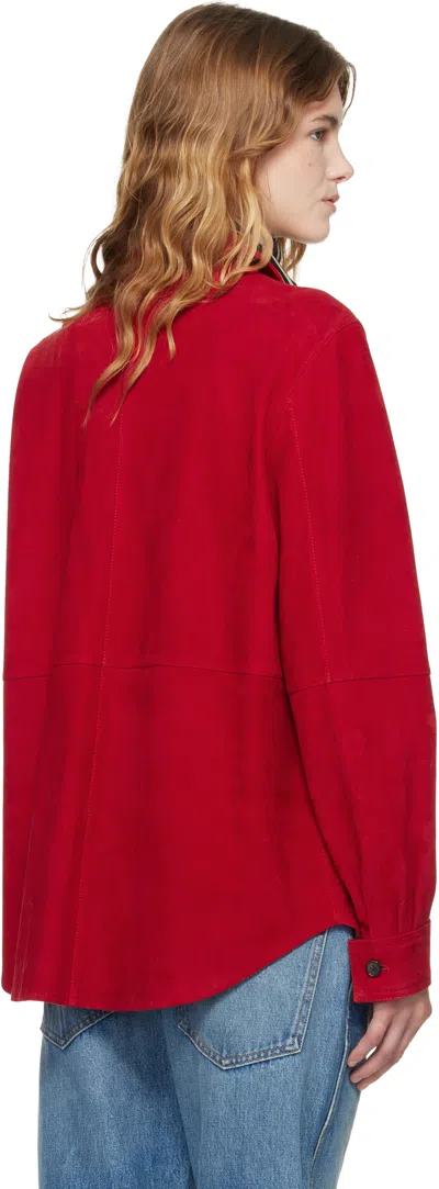 Totême Womens Poppy Soft Long-sleeves Suede Overshirt In Red