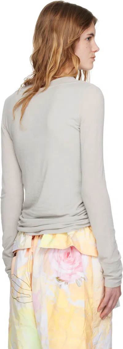 Open Yy Buttoned Layered T-shirt In Gray