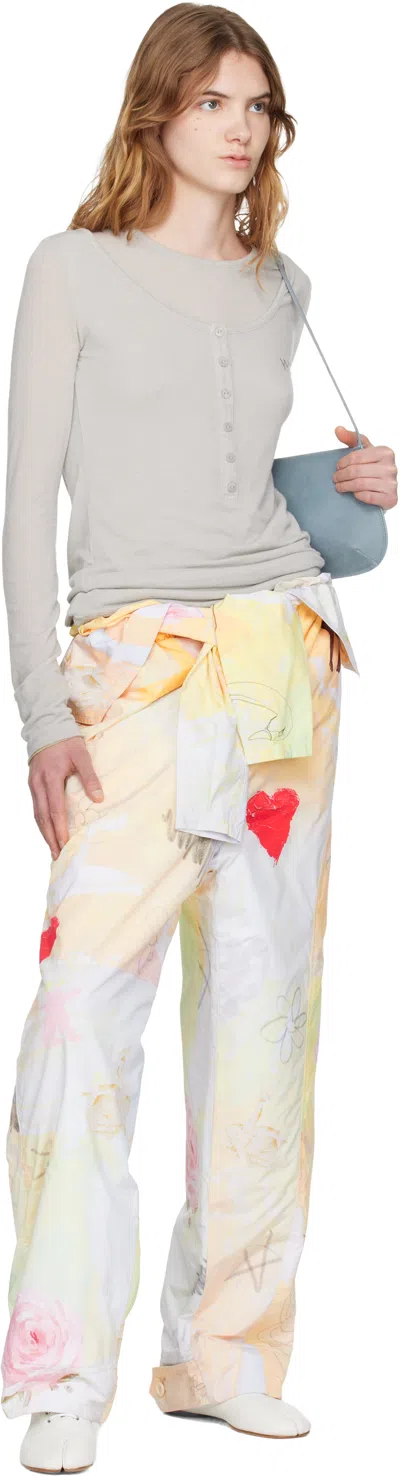 Open Yy Buttoned Layered T-shirt In Gray