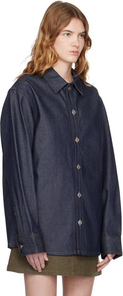 A.p.c. Navy Denim Overshirt In Blue