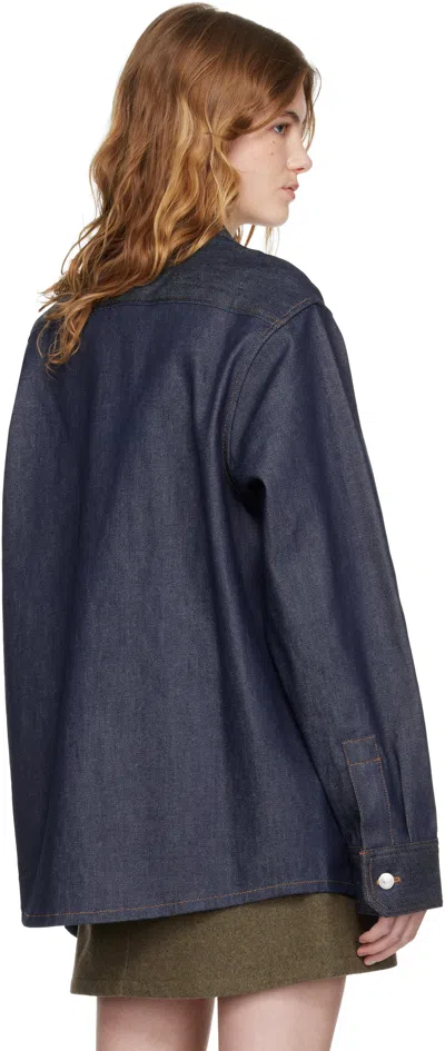 A.p.c. Navy Denim Overshirt In Blue