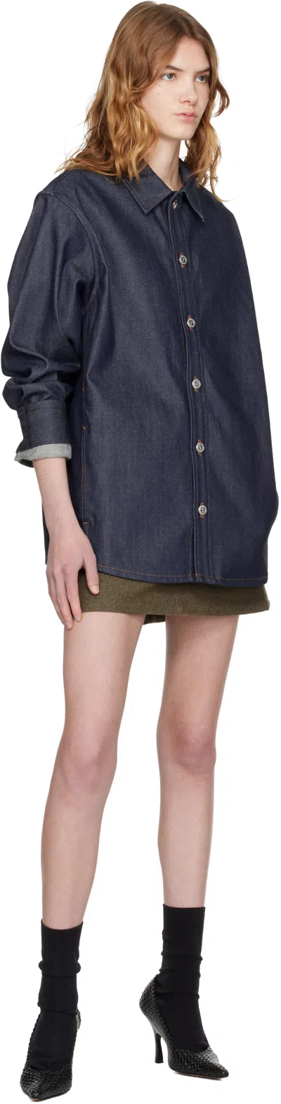 A.p.c. Navy Denim Overshirt In Blue