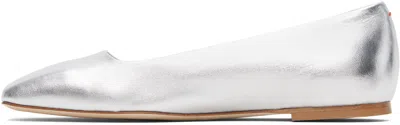 Aeyde Satin Leather Ballet Flats In Silver