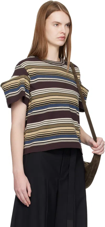 Sacai Multicolor Horizontal Stripe T-shirt In Multi