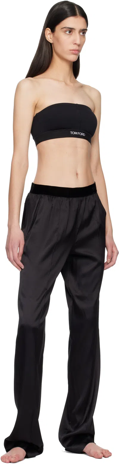 Tom Ford Stretch Silk Satin Pj Pants Trousers Black In Black