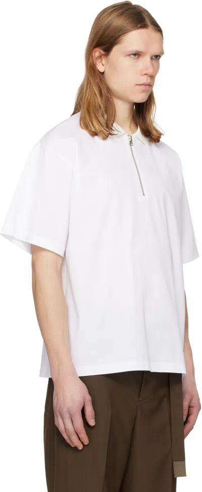 Sacai White Cotton Jersey Polo In Animal Print